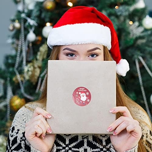 LUOZZY 1 Rulo Merry Christmas Kağıt Noel Hediye Etiketleri Yuvarlak Zarf Çıkartmaları Noel Parti Malzemeleri