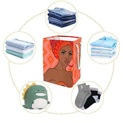 Oyuncak Depolama Sepeti Afrikalı Kadın çamaşır sepeti Dayanıklı Yumuşak Saplı İpli Su Geçirmez Katlanabilir çamaşır kutusu Kirli
