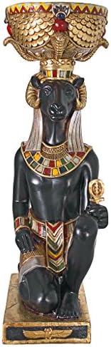 Tasarım Toscano Khnum Mısır Koç Tanrı Kaide Urn Bitki Standı Heykeli, 29 İnç, Renkli