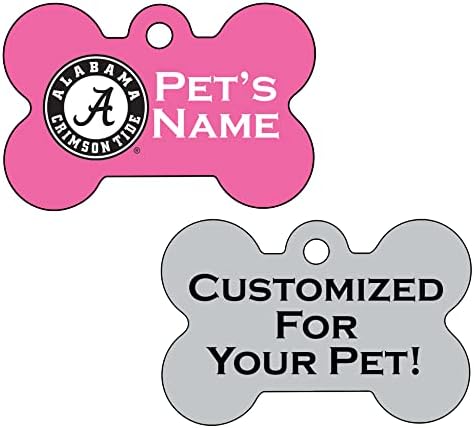 Alabama Crimson Tide 2 Taraflı Pembe Evcil Hayvan Kimliği Köpek Etiketi / Resmi Lisanslı | Evcil Hayvanınız için Kişiselleştirilmiş