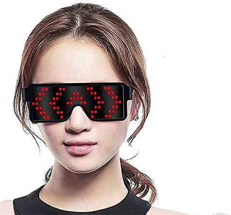 AİNSKO Fantezi led ışık gözlük Dinamik Flaş Ekran Desen Gözlük USB Şarj Edilebilir için Festivali, parti, Övgüler, Eğlenceli,