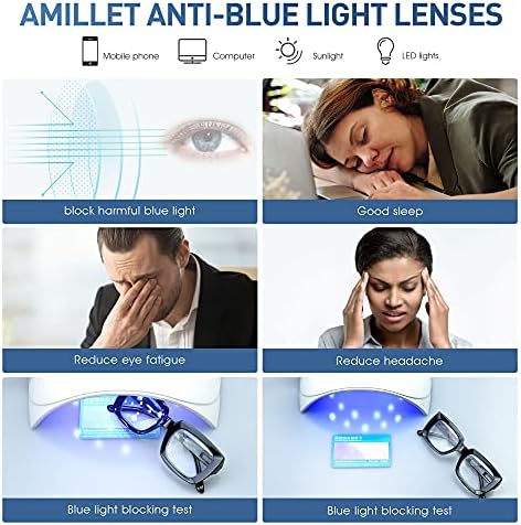 AMİLLET 4 Paket Kare okuma gözlüğü Erkekler ve Kadınlar Trendy Boy Oprah Tarzı Mavi ışık Engelleme bilgisayar okuyucu