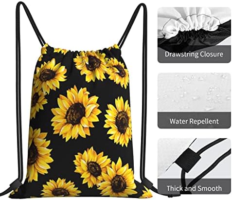 marat Sarı Ayçiçeği Baskı Unisex ipli sırt çantası Polyester Toplu Dize Çanta Su Geçirmez Sırt Çantası İçin Spor Salonu Yoga