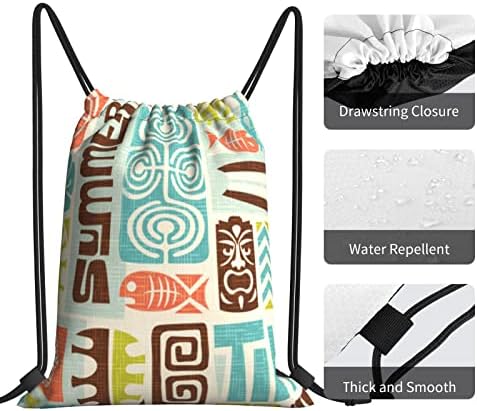 marat Egzotik Tiki Unisex ipli sırt çantası Polyester Toplu Dize Çanta Su Geçirmez Sırt Çantası İçin Spor Salonu Yoga Yüzme Seyahat