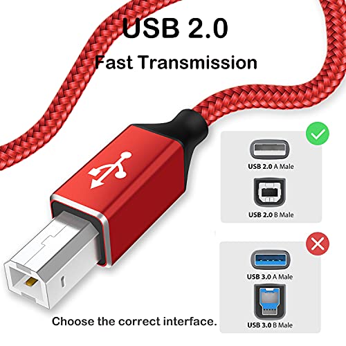 USB Yazıcı Kablosu 6FT, Aioneus USB 2.0 Tip A Erkek Tip B Erkek 2M Tarayıcı Kablosu Yüksek Hız HP, Canon, Dell, Epson, Lexmark,