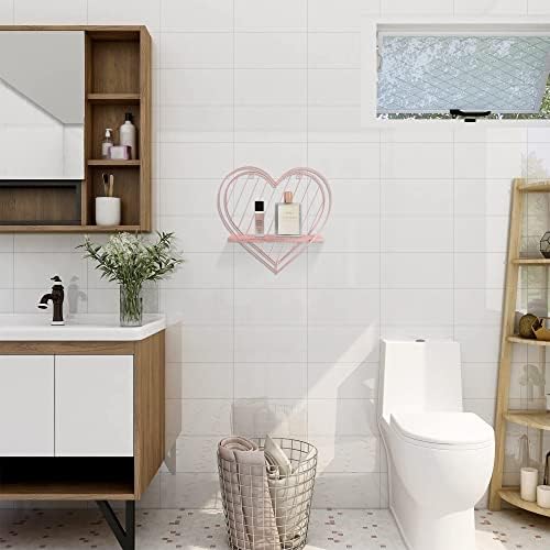 Afuly Gül Altın Yüzen Raflar Küçük duvar rafı Duvara Monte Metal Kalp Tasarım Depolama Romantik Aşk Raf Yatak Odası Mutfak Banyo