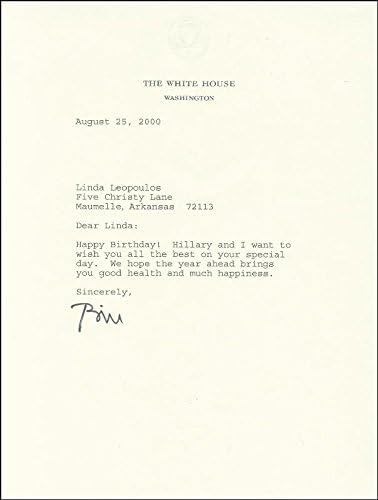 Başkan William J. Bill Clinton-08/25/2000 İmzalı Mektup