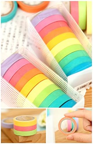 10 Rulo Washi Bant Renkli Dekoratif DIY Bant Gökkuşağı Şeker Renk Yapışkan maskeleme bandı Planlamacıları için Scrapbooking Telefon