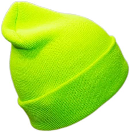 Yükselen Phoenix Industries Parlak Neon Hımbıl Uzun Boy Bere Şapka, Erkekler veya Kadınlar için Sıcak Kış Örgü Manşetli Kap