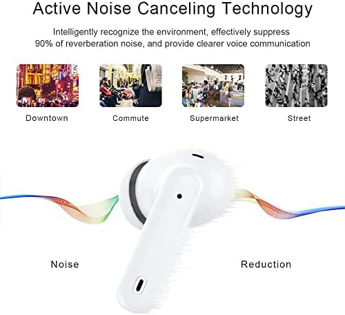 Bluetooth 5.1 Kulaklıklar, Mikrofonlu Kablosuz Kulakiçi Kulaklıklar, ANC+ENC+Kulaklıklar Aktif Gürültü Azaltma, Oyunlar, Spor,