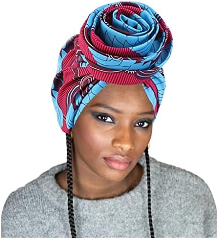 CDQYA Afrika saç bonesi Uyku ıçin Baskılı Ulusal Saten Astar Şapka Pan Çiçek Saç Bakımı Türban Aksesuarları (Renk: E, Boyutu: