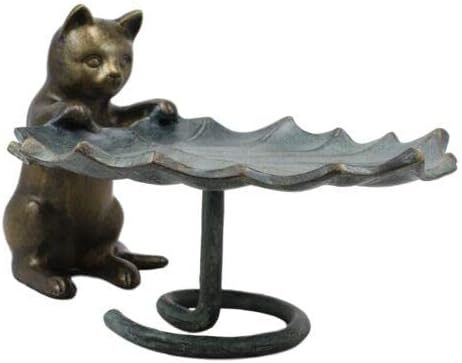 17L alüminyum rustik tuhaf meraklı yavru kedi yaprak kuş besleyici heykeli ile