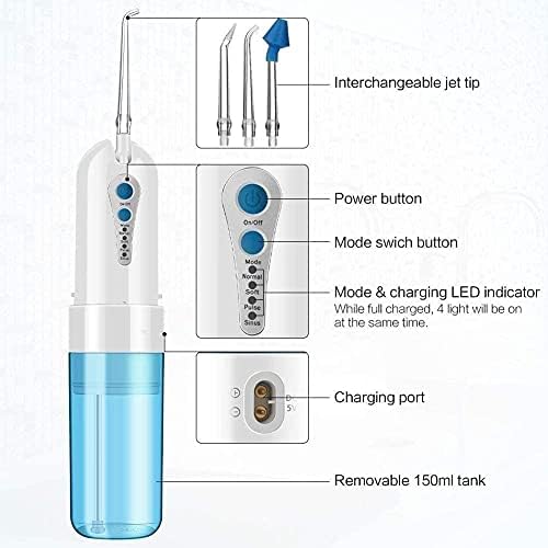 WXLBHD Akülü diş duşu Taşınabilir Oral Irrigator Seyahat ve Ev için, IPX7 Su Geçirmez,USB Şarj Akülü Gelişmiş