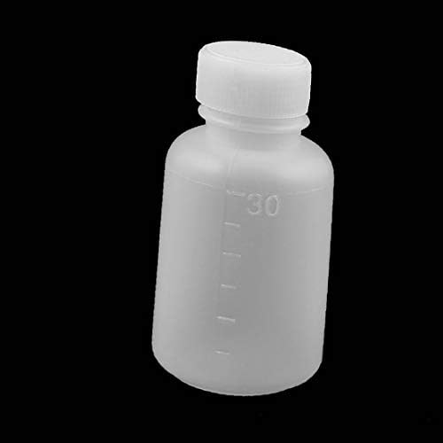 X-DREE 2 Adet 30 ml Plastik Küçük Ağız Lab Reaktif Şişesi Örnek Sızdırmazlık Ilaç Şişesi Beyaz(2 Adet 30 ml Flacone di plastica