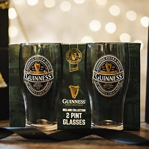 Guinness Green Collection Bira Bardağı, 20 Ons, Bar ve Mutfak için 2'li Bira Bardağı Seti