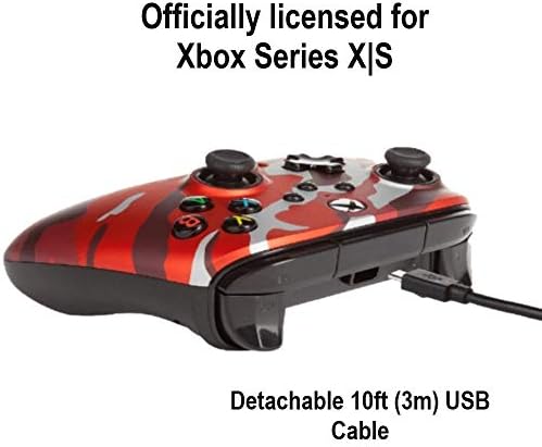 Xbox için PowerA Geliştirilmiş Kablolu Denetleyici (Metalik Kırmızı Camo)