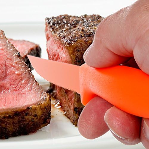 Home-X-Çok Renkli Paslanmaz Çelik Biftek Bıçakları (6'lı Set), Dayanıklı Birinci Sınıf Paslanmaz Çelik Tırtıklı Bıçaklar Yiyecekleri