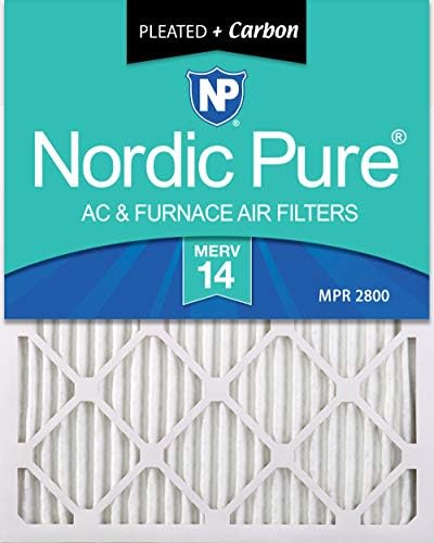 Nordic Pure 14x20x1 (13_1 / 2x19_1 / 2) MERV 14 Plus Karbon Pileli AC Fırın Hava Filtreleri, 2 x 19 1/2 x 3/4 (13,5 x 19,5 x