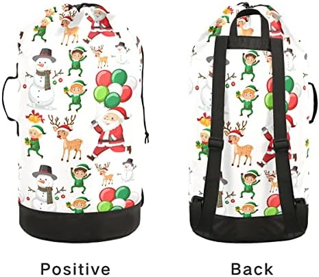 Noel Kardan Adam Santa çamaşır torbası Seyahat Çamaşır Sırt Çantası Ayarlanabilir Kayış ile Yıkanabilir Ağır Büyük Giysi omuzdan
