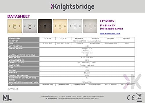 Knightsbridge FP0140PB FPAV0140PB Düz Plaka Tv ve Uydu Tv Çıkışı (İzole) -Parlak Pirinç