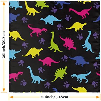 Coloreful Dinozor Bez Peçeteler Set 4-20x20 İnç, hayvan Pençe Baskı Yıkanabilir Kullanımlık Polyester Yemeği Masa Peçeteler için