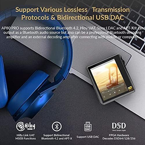HIDIZS AP80 PRO Hi-Fi MP3 Çalar ile Bluetooth, yüksek Çözünürlüklü Kayıpsız Müzik Çalar ile LDAC/aptX/FLAC / Hi-Res Ses / FM