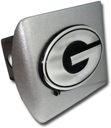 Elektrolizle Georgia Üniversitesi Bulldogs Krom G Amblemi ile Fırçalanmış Gümüş NCAA Koleji Spor Logolu Metal Römork Bağlantı