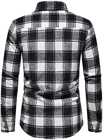 POBİYEİO erkek Üstleri Bahar Sonbahar Moda Ekose erkek Yaka Gömlek Büyük Ince Rahat Pazen Uzun Kollu Bluz Erkekler için