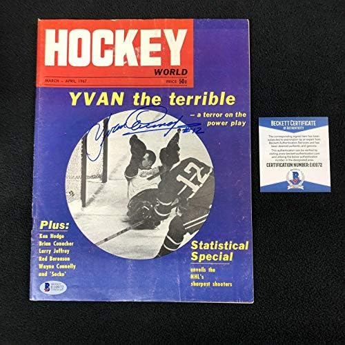Yvan Cournoyer, Montreal Canadiens 1967 Hokey Dünyası Dergisi Beckett Coa'yı İmzaladı-İmzalı NHL Dergileri