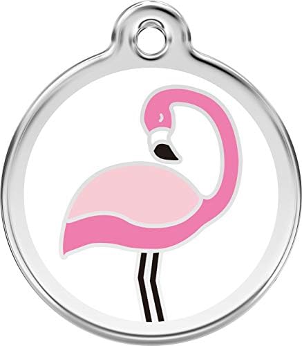 Emaye Pet Kimlik Etiketi ile Kırmızı Dingo Paslanmaz Çelik-Flamingo (Orta)