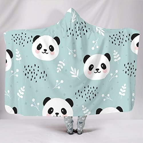 hfrhkudl Kapşonlu Battaniye %100 % Polyester Atmak Battaniye Panda Sıcak Giyilebilir Battaniye Yumuşak Giyilebilir Kapşonlu Battaniye