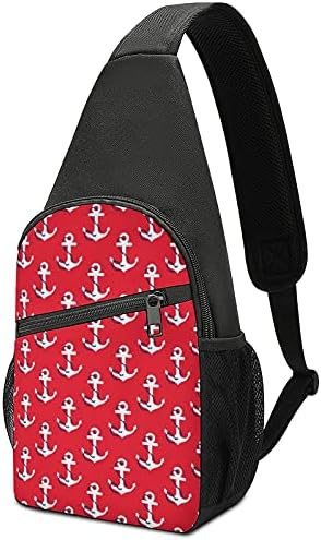 Çapa kırmızı Sling sırt çantası rahat Crossbody sırt çantası göğüs omuz çantası seyahat Ve yürüyüş İçin