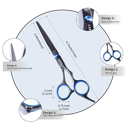 GLETU Profesyonel Saç Kesme Makas Seti Saç İnceltme Makas Seti Jilet Kenar saç kesme makası-6.7 Japon Paslanmaz Çelik Salon Kuaför