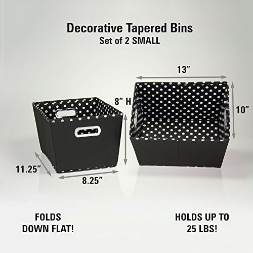 Ev Essentials 71-1 Küçük Konik Dekoratif Saklama Kutuları ile 2 Paket Set Cubby Sepetleri, Siyah Chevron