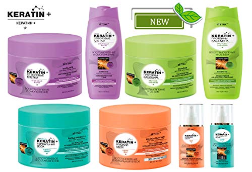Tüm Saç Tipleri için Bielita & Vitex Keratin+Kök Hücre Onarıcı ve Gençleştirici Saç Şampuanı, 500 ml