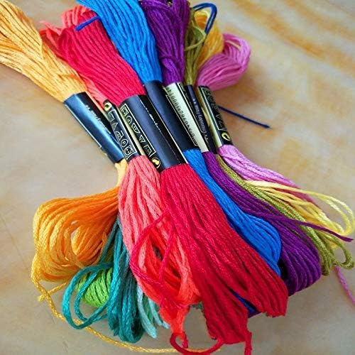 SELCRAFT 200 Adet Nakış Ipliği Skeins Çok Renkler Seçeneği Ipi Çapraz Dikiş Pamuk Dikiş Nakışlı Threads - 6 Strands-Kağıt Taraflı