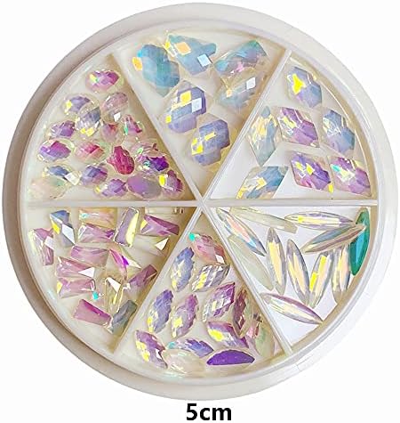 Pınxuan Aurora Aşk Kalp Şeklinde Elmas 3D Nail Art Süslemeleri DIY Tırnak Takı Manikür Aksesuarları Nail Art Rhinestone(Renkli)