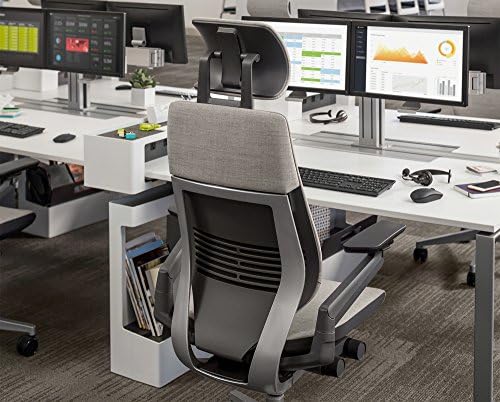 Steelcase Jest Ofis Masası Sandalye Kafalık Artı Bel Desteği ile Dişli Bağlantı Kanarya Sarı 5S98 Kumaş Düşük Siyah Çerçeve Sert