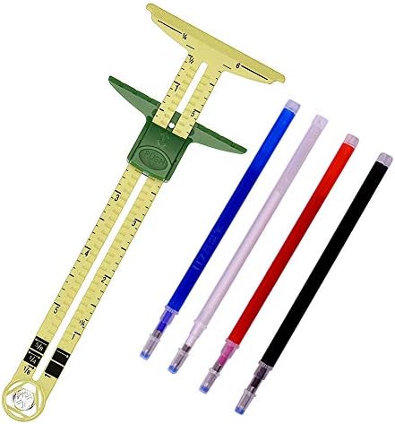 WXJ13 T-Şekilli sürgülü ölçer dikiş ölçüm ile 4 Renkler için ısı silme kalemler kumaş, 5-in-1 dikiş cetvel aracı işaretleme için
