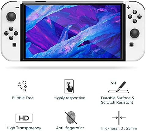 [3 Paket] Temperli Cam Ekran Koruyucu ile Uyumlu Nintendo Anahtarı OLED, MENEEA Temizle Şeffaf HD Dockable Anti-Scratch 2.5 MM
