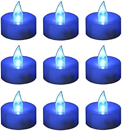 Gedengnı 12 Alevsiz Mumlar-Mavi Alevsiz LED Buzlu Titrek Tealight Mumlar Akülü Dumansız ve ısı Vermez, Düğme Piller Dahildir