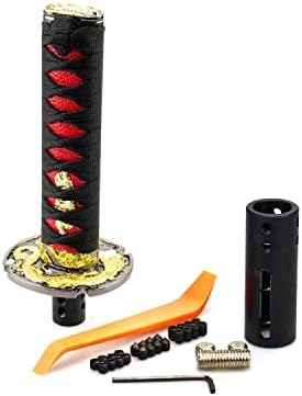 TASAN yarış Samuray Kılıcı Otomatik Vites Topuzu Evrensel ile Uyumlu Kilit / Düğme Otomatik Şanzıman Siyah + Kırmızı