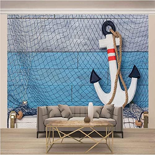 FVGKYS Duvar Sanatı Duvar Kağıdı Mavi balık ağı Çapa Arka Plan 3D Duvar Dekor Yatak Odası Çocuk Odası Mutfak Ofis Otel Lobisinde