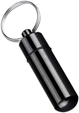 PULABO Mini Hap şişe Alüminyum alaşım taşınabilir Hap tutucu Konteyner Anahtarlık Siyah 1 Adet Uygun