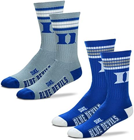 Çıplak Ayaklar için Erkek NCAA (2'li Paket)-4 Şerit İkili Mürettebat Çorabı-Büyük ve Orta Boy