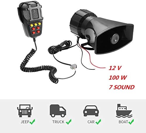 Araba Alarm Korna, Araba Alarm Korna 12 V 100 W Araba Siren Araç Korna Mıc PA Hoparlör Sistemi 7 Ton Loud Güvenlik Alarm Araç