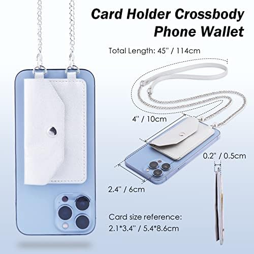 Kart Tutucu Crossbody Telefon Cüzdan: Siyah Deri Kredi Kartı Tutucu Telefon Çanta-Gümüş Telefon Cüzdan Kordon KIMLIK Cep Telefonu