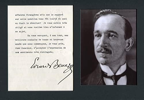 Edvard Benes ÇEKOSLOVAK Cumhurbaşkanı imzalı mektup imzalı ve monteli
