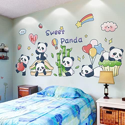 Karikatür Sevimli Panda duvar çıkartmaları Çocuk Odası Kreş Yatak Odası Bebek Odası Dekorasyon Duvar Çıkartmaları Sanat Kendinden