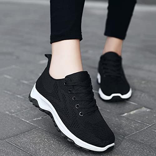 USYFAKGH Bayan yürüyüş ayakkabısı Sneakers Kayma Çorap Sneakers Lady Kızlar Hemşire Örgü hava yastığı Platformu Loafer'lar Moda